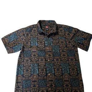 Quiksilver Boys Blue and Brown Aloha Shirt